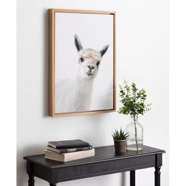 Kate and Laurel Sylvie Studio Alpaca Animal Print Portrait Framed Canvas Wall Art by Amy Peterson 18x24 GrayNatural