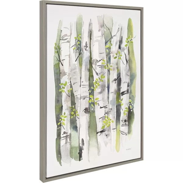 Kate and Laurel Sylvie Summer Birches Framed Canvas Wall Art by Patricia Shaw 23x33 Gray Nature Art for Wall