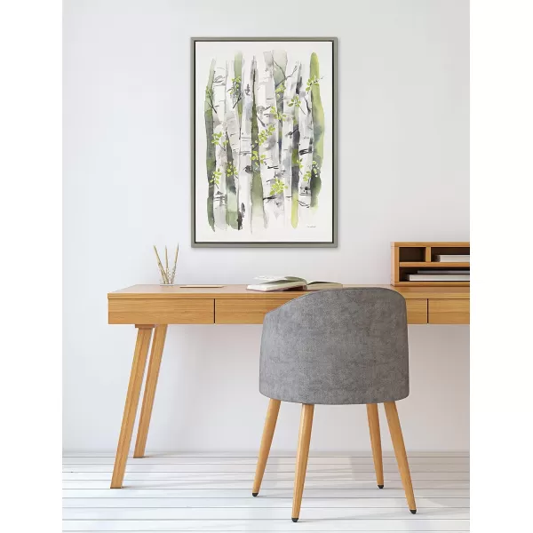 Kate and Laurel Sylvie Summer Birches Framed Canvas Wall Art by Patricia Shaw 23x33 Gray Nature Art for Wall