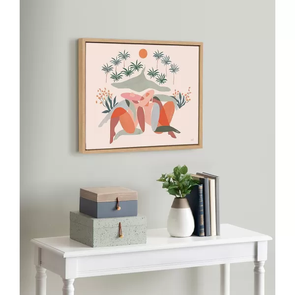 Kate and Laurel Sylvie Summer Daze Framed Canvas Wall Art by Maggie Stephenson 18x24 Natural Beachy Succulent Art for Wall
