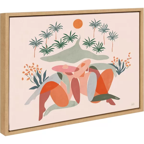 Kate and Laurel Sylvie Summer Daze Framed Canvas Wall Art by Maggie Stephenson 18x24 Natural Beachy Succulent Art for Wall
