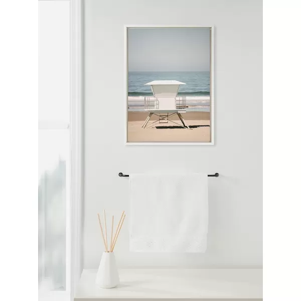 Kate and Laurel Sylvie Surf Shack Framed Canvas Wall Art by Crystal Lynn Collins 28x38 White Scenic Coastal Beach Art for WallWhite