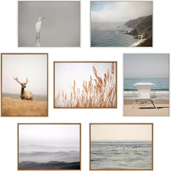 Kate and Laurel Sylvie Surf Shack Framed Canvas Wall Art by Crystal Lynn Collins 28x38 White Scenic Coastal Beach Art for WallWhite