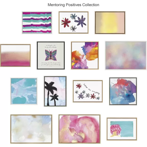 Kate and Laurel Sylvie Surfs Up Framed Canvas Wall Art by Mentoring Positives 22x22 Natural
