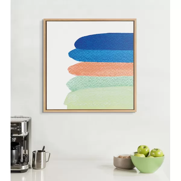 Kate and Laurel Sylvie Surfs Up Framed Canvas Wall Art by Mentoring Positives 22x22 Natural