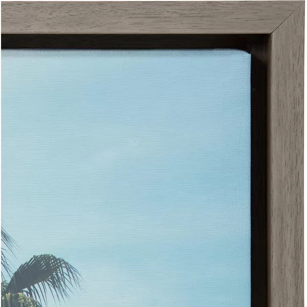 Kate and Laurel Sylvie The Palm Trees and The Boat Framed Canvas Wall Art by Laura Evans 23x33 Gray Coastal European Art for Wall