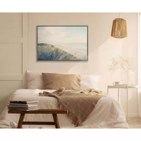 Kate and Laurel Sylvie The Perfect Day Framed Canvas Wall Art by Laura Evans 23x33 Gray Decorative Coastal Art for Wall