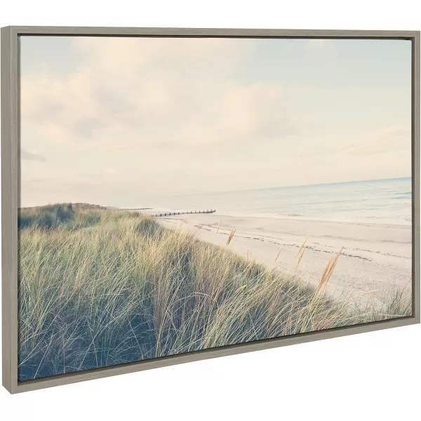 Kate and Laurel Sylvie The Perfect Day Framed Canvas Wall Art by Laura Evans 23x33 Gray Decorative Coastal Art for Wall