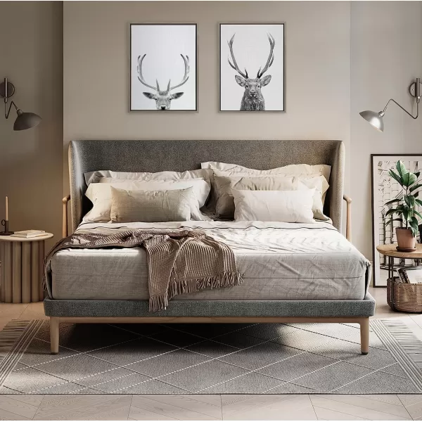 Kate and Laurel Sylvie The Red Deer BW Framed Canvas Wall Art by Simon Te of Tai Prints 23x33 Natural Black and White Forest Deer Portrait ArtGray