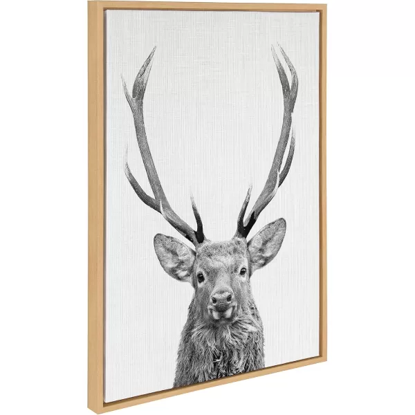 Kate and Laurel Sylvie The Red Deer BW Framed Canvas Wall Art by Simon Te of Tai Prints 23x33 Natural Black and White Forest Deer Portrait ArtNatural