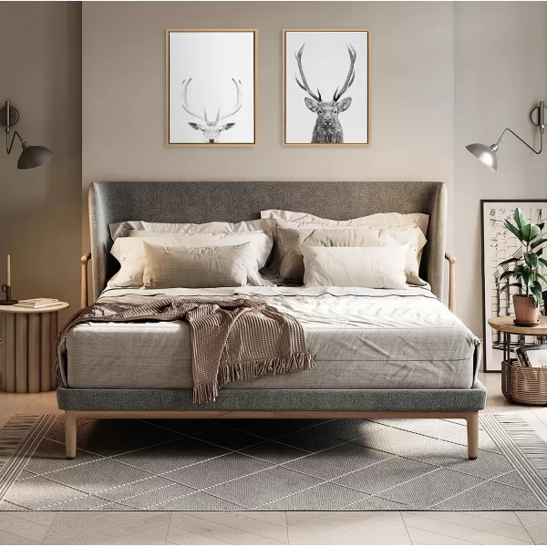 Kate and Laurel Sylvie The Red Deer BW Framed Canvas Wall Art by Simon Te of Tai Prints 23x33 Natural Black and White Forest Deer Portrait ArtNatural