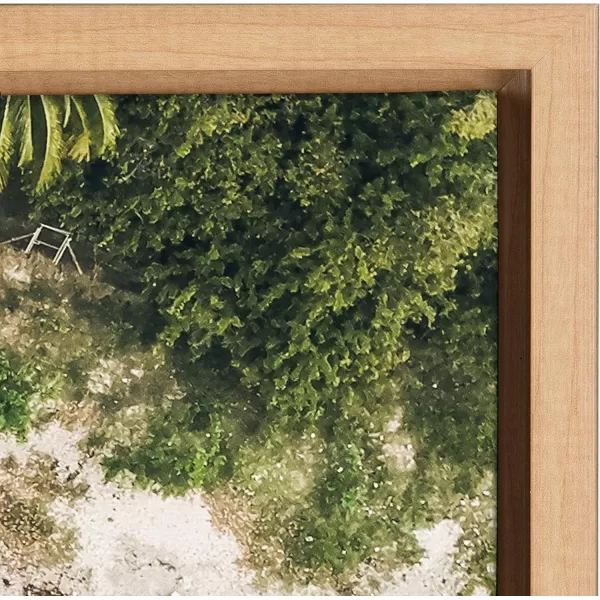 Kate and Laurel Sylvie Tropical Beach from Above Framed Canvas Wall Art by Amy Peterson Art Studio 23 x 33 White Beautiful Coastal Beach Home DcorNatural
