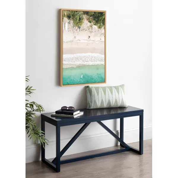 Kate and Laurel Sylvie Tropical Beach from Above Framed Canvas Wall Art by Amy Peterson Art Studio 23 x 33 White Beautiful Coastal Beach Home DcorNatural