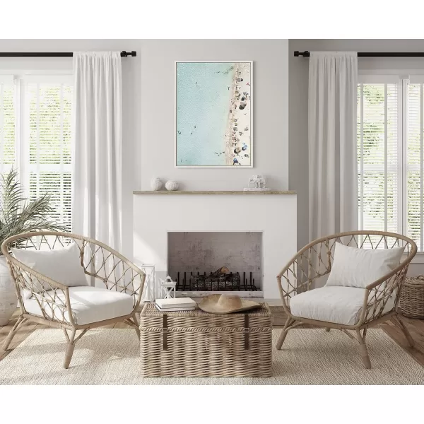 Kate and Laurel Sylvie Turquoise Beach from Above 2 Framed Canvas Wall Art by Amy Peterson Art Studio 28x38 WhiteWhite