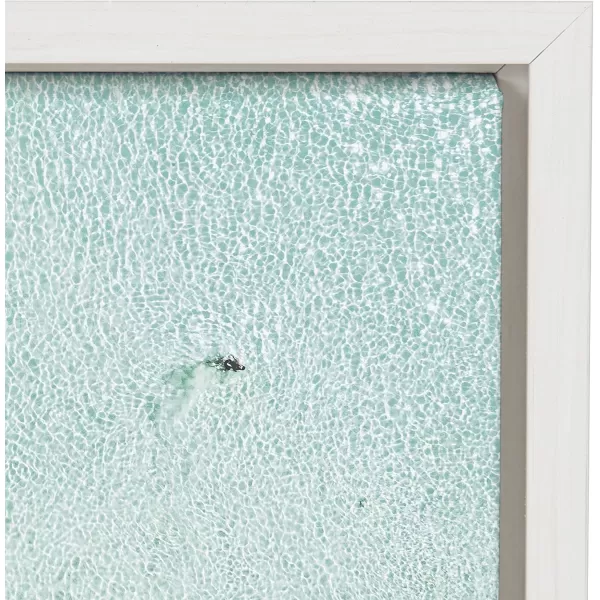 Kate and Laurel Sylvie Turquoise Beach from Above 2 Framed Canvas Wall Art by Amy Peterson Art Studio 28x38 WhiteWhite