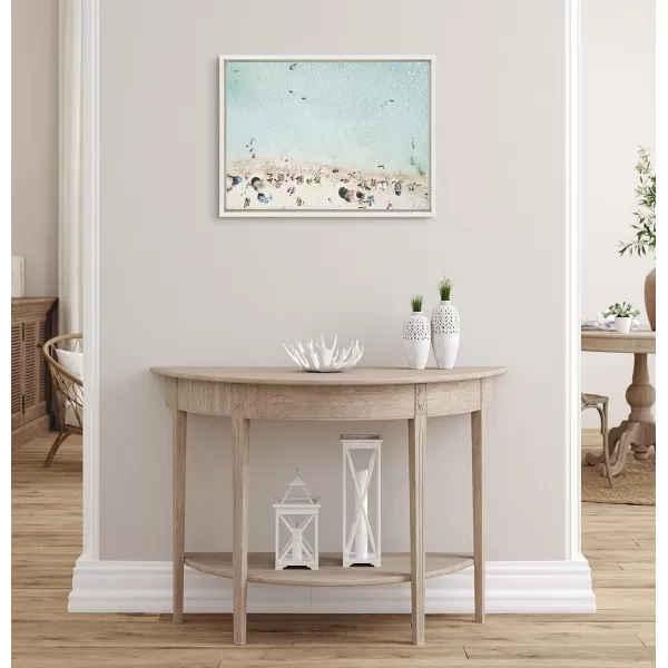 Kate and Laurel Sylvie Turquoise Beach from Above 2 Framed Canvas Wall Art by Amy Peterson Art Studio 28x38 WhiteWhite