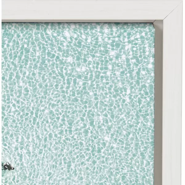 Kate and Laurel Sylvie Turquoise Beach from Above 2 Framed Canvas Wall Art by Amy Peterson Art Studio 28x38 WhiteWhite