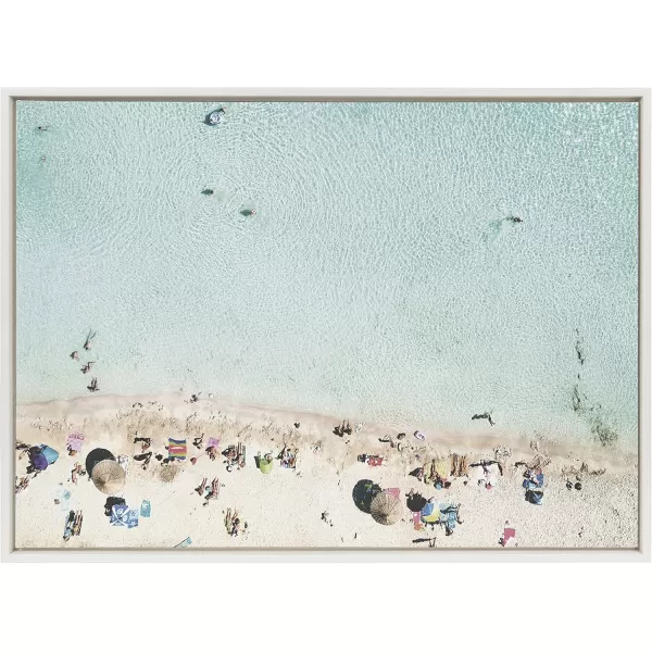 Kate and Laurel Sylvie Turquoise Beach from Above 2 Framed Canvas Wall Art by Amy Peterson Art Studio 28x38 WhiteWhite