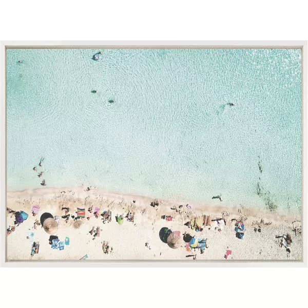 Kate and Laurel Sylvie Turquoise Beach from Above 2 Framed Canvas Wall Art by Amy Peterson Art Studio 28x38 WhiteWhite