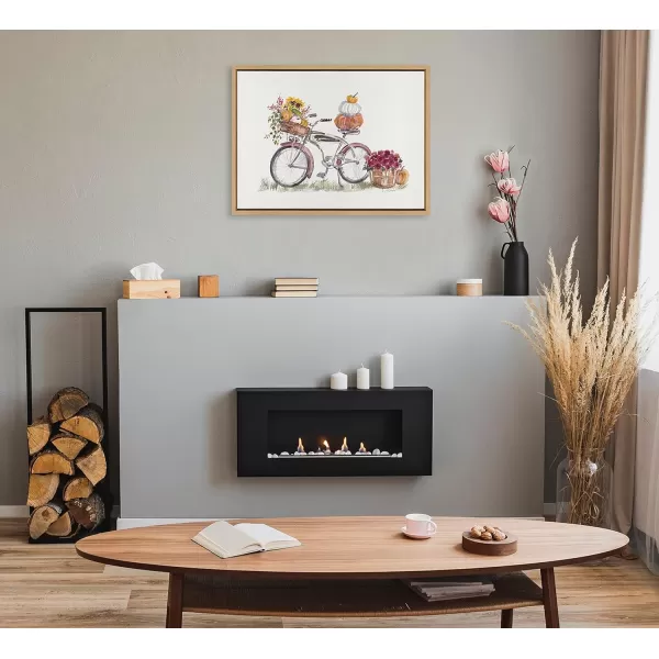 Kate and Laurel Sylvie Vintage Bike in Autumn Framed Canvas Wall Art by Patricia Shaw 18x24 Natural Decorative Pumpkin Fall Wall Dcor