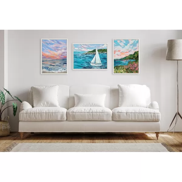 Kate and Laurel Sylvie Virginia Framed Canvas Wall Art by Emily Kenney 18x24 White Colorful Abstract Watercolor Landscape Art for Wall