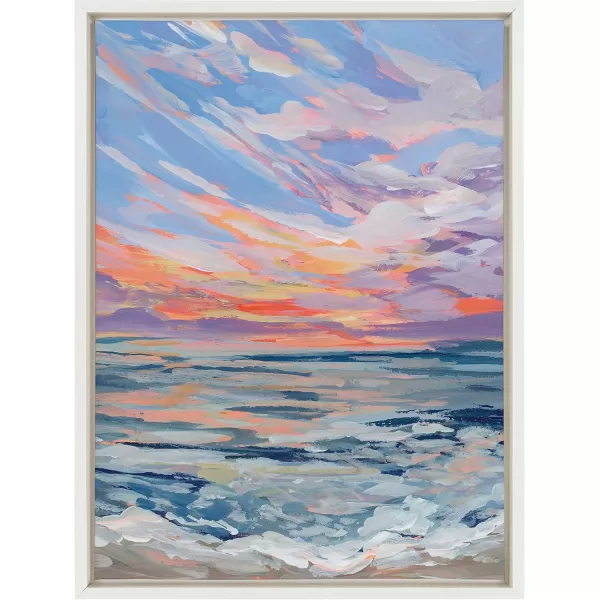 Kate and Laurel Sylvie Virginia Framed Canvas Wall Art by Emily Kenney 18x24 White Colorful Abstract Watercolor Landscape Art for Wall