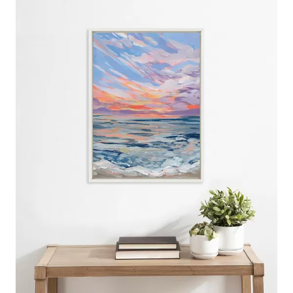 Kate and Laurel Sylvie Virginia Framed Canvas Wall Art by Emily Kenney 18x24 White Colorful Abstract Watercolor Landscape Art for Wall