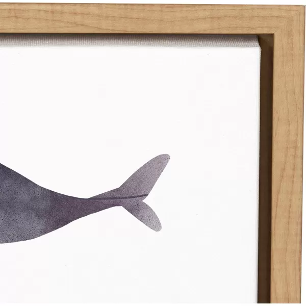 Kate and Laurel Sylvie Watercolor Whales Art Framed Canvas Wall Art by LIDA Larina 18x24 Natural Ocean Beach