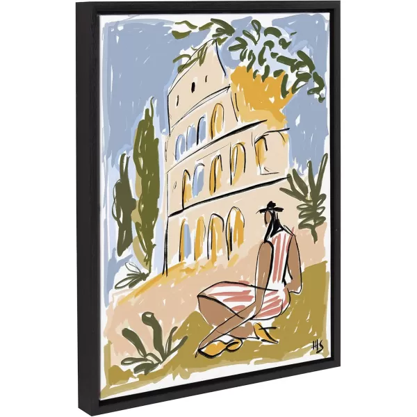 Kate and Laurel Sylvie When in Rome Framed Canvas Wall Art by Maggie Stephenson 18x24 Black