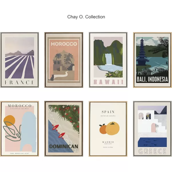 Kate and Laurel x Chay O Collaboration Travel Poster Hawaii Framed Canvas Wall Art 23x33 Gray Vintage Travel Art Print for Wall