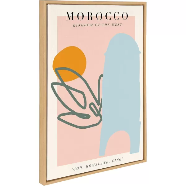 Kate and Laurel x Chay O Collaboration Travel Poster Morocco No1 Framed Canvas Wall Art 23x33 Natural Decorative Morocco Art for Wall