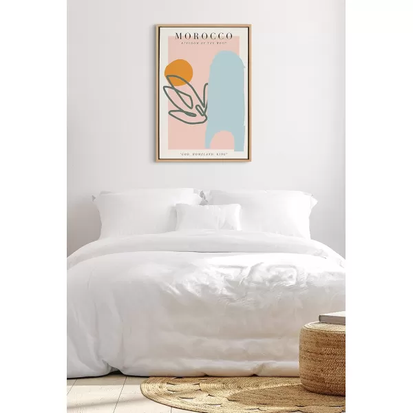 Kate and Laurel x Chay O Collaboration Travel Poster Morocco No1 Framed Canvas Wall Art 23x33 Natural Decorative Morocco Art for Wall