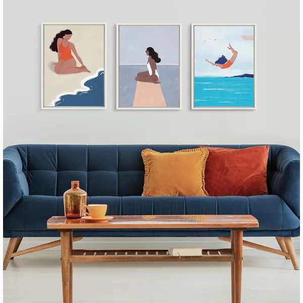 Kate and Laurel x Maja Tomljanovic Solitude Framed Canvas Wall Art 18x24 White Decorative Coastal Art for Wall