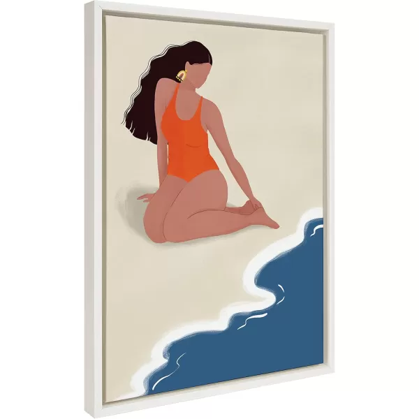 Kate and Laurel x Maja Tomljanovic Solitude Framed Canvas Wall Art 18x24 White Decorative Coastal Art for Wall