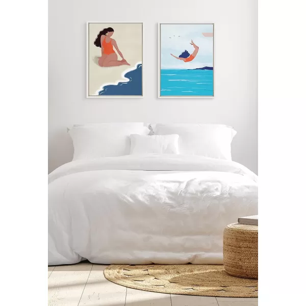Kate and Laurel x Maja Tomljanovic Solitude Framed Canvas Wall Art 18x24 White Decorative Coastal Art for Wall