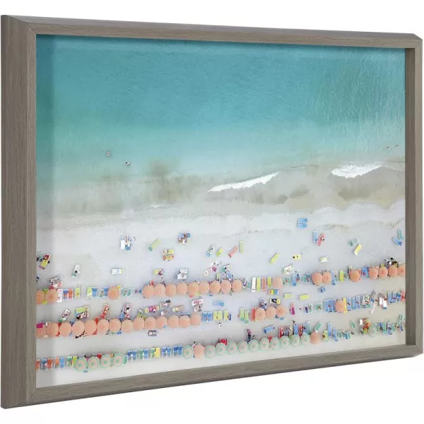 Kate and Laurel Blake Monterosso Framed Printed Glass Wall Art by Rachel Dowd 18x24 Gray Chic Coastal Art for Wall