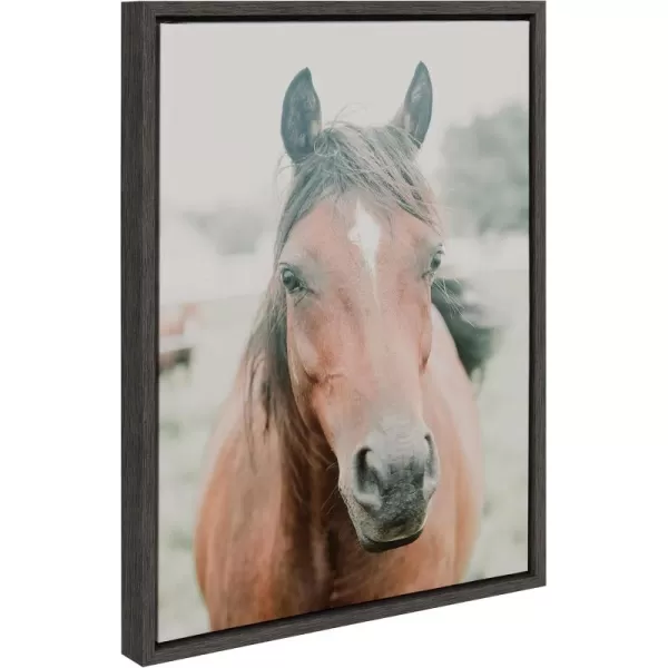 Kate and Laurel Sylvie AA Wander Framed Canvas Wall Art by Alicia Abla 18x24 Gray Modern Animal Horse Portrait Art