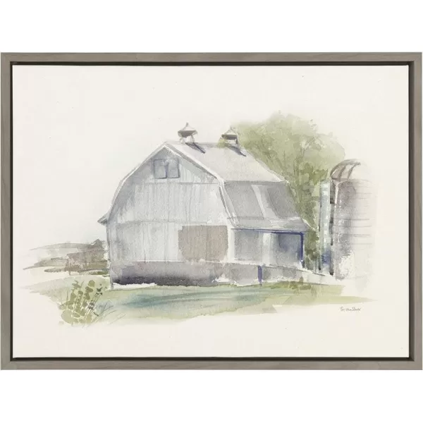 Kate and Laurel Sylvie Barn 1 Framed Linen Textured Canvas Wall Art by Patricia Shaw 18x24 Gray Decorative Farmhouse Art for Wall