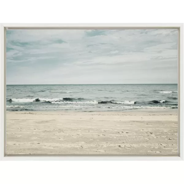 Kate and Laurel Sylvie Beach 2 Framed Canvas Wall Art by Emiko and Mark Franzen of F2Images 315x415 White Decorative Coastal Art Print for WallWhite