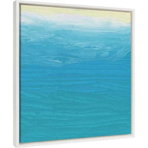 Kate and Laurel Sylvie Beach Abstract Framed Canvas Wall Art by Mentoring Positives 22x22 White Contemporary Coastal Painted Art for Wall