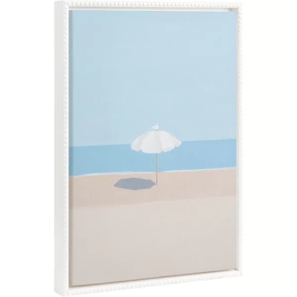 Kate and Laurel Sylvie Beaded Throwing Shade Vintage Framed Canvas Wall Art by Rachel Dowd 18x24 White Modern Ocean Landscape Illustration Art for Wall