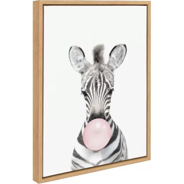 Kate and Laurel Sylvie Bubble Gum Zebra Framed Canvas Wall Art by Amy Peterson Art Studio 18x24 GrayNatural