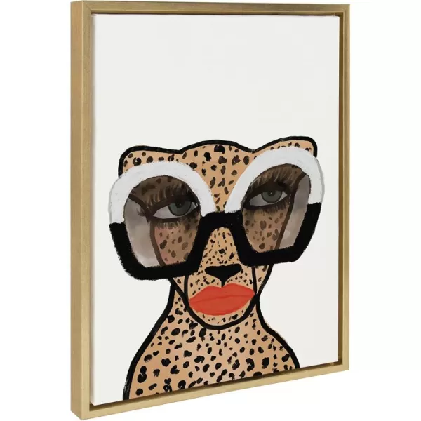 Kate and Laurel Sylvie Cheetah 4 Framed Canvas Wall Art by Kendra Dandy of Bouffants and Broken Hearts 18x24 Gold Glamourous Modern Animal Art Wall DcorGold