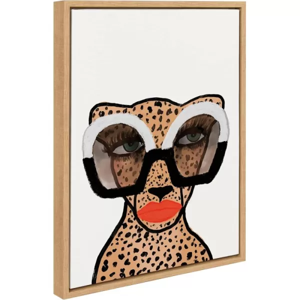 Kate and Laurel Sylvie Cheetah 4 Framed Canvas Wall Art by Kendra Dandy of Bouffants and Broken Hearts 18x24 Gold Glamourous Modern Animal Art Wall DcorNatural