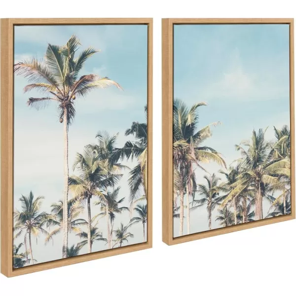 Kate and Laurel Sylvie Coastal Coconut Palm Tree Beach Left and Right Framed Canvas Wall Art Set by The Creative Bunch Studio 2 Piece Set 18x24 Natural Tropical Beach Art Wall DcorNatural