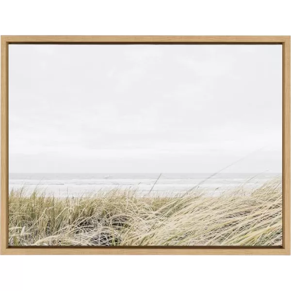Kate and Laurel Sylvie East Beach Framed Canvas Wall Art by Amy Peterson Art Studio 18x24 Natural Chic Coastal Art for WallNatural