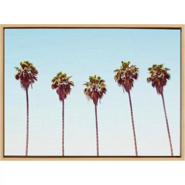 Kate and Laurel Sylvie Five Palms Framed Canvas Wall Art by Simon Te 23x33 Natural Tropical Vacation Wall Decor for Living Room Bedroom Bathroom Or Entryway