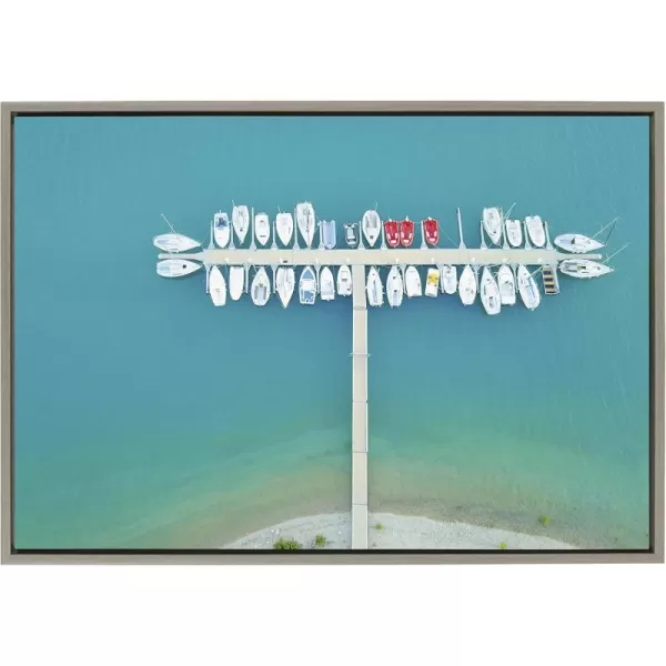 Kate and Laurel Sylvie Gorges du Verdon 2 Framed Canvas Wall Art by Rachel Dowd 23x33 Gray Coastal Aerial Beach Photography for Wall