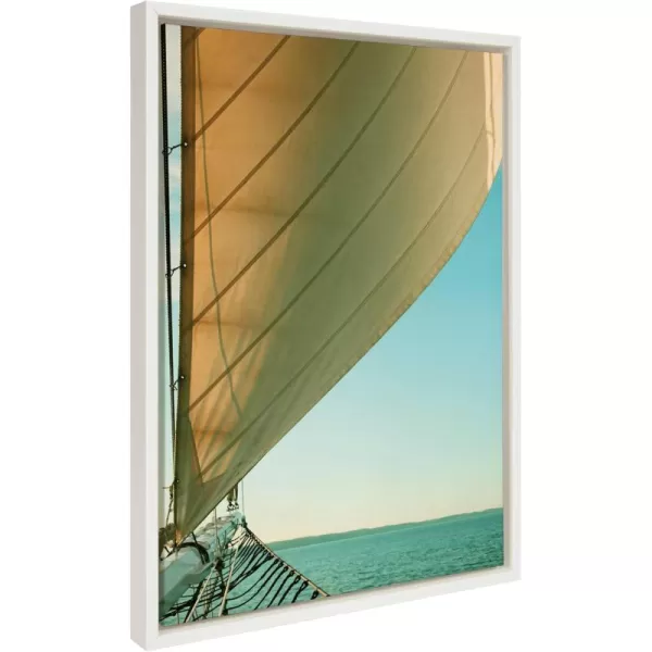 Kate and Laurel Sylvie Gulf Winds Framed Canvas Wall Art by Alicia Bock 18x24 White Coastal Sailboat Photography Art for WallWhite
