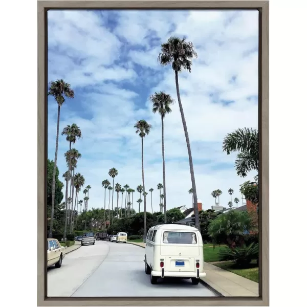 Kate and Laurel Sylvie La Jolla Commute Framed Canvas Wall Art by Rachel Dowd 18x24 Gray Decorative Coastal Art for WallGrey